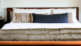 70" X 50" Black Brown And Ivory Leopard Faux Fur Plush Throw Blanket with Embroidery