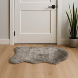 2' X 3' Gray Faux Sheepskin Area Rug