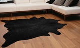 6' X 7' Black Cowhide Area Rug