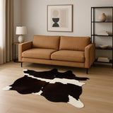 6' X 7' Brown And White Cowhide Cowhide Print Area Rug