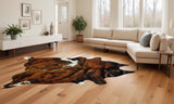 6' X 7' Brown And Black Cowhide Cowhide Print Area Rug