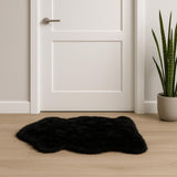 2' X 3' Black Shag Sheepskin Area Rug