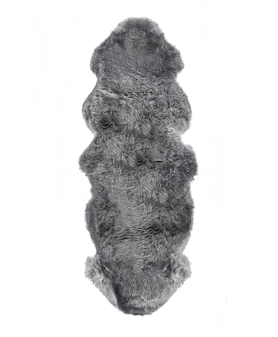6' Gray Genuine Sheepskin Animal Print Shag Area Rug