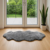 6' Gray Genuine Sheepskin Animal Print Shag Area Rug