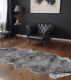 6' Gray Genuine Sheepskin Animal Print Shag Area Rug