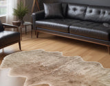6' Taupe Genuine Sheepskin Area Rug