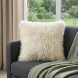 18" Natural Sheepskin Throw Pillow