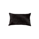 12" X 20" Black Cowhide Throw Pillow