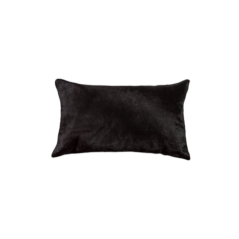 12" X 20" Black Cowhide Throw Pillow