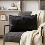 12" X 20" Black Cowhide Throw Pillow