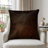 18" Chocolate Cowhide Throw Pillow