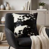 18" Black and White Cowhide Throw Pillow