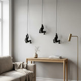Set of Three Black Resin Climbing Man Hanging Dimensional Sculpture