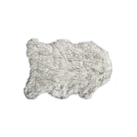 2' X 3' Gray Faux Sheepskin Washable Area Rug
