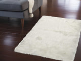 3' X 5' Off White Faux Fur Shag Area Rug