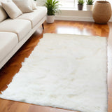5' X 8' Off White Faux Fur Area Rug