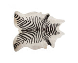 6' X 7' Black And Off White Cowhide Zebra Print Area Rug