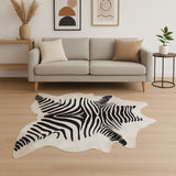 6' X 7' Black And Off White Cowhide Zebra Print Area Rug