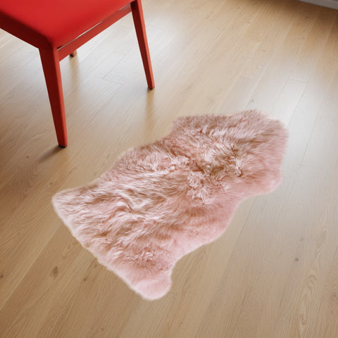 2' X 3' Pink Genuine Sheepskin Shag Area Rug