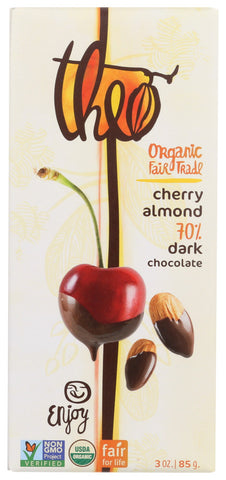 Theo Chocolate Dark Chocolate Cherry & Almond Bar (12x3Oz)