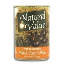 Natural Value Pitted Medium Black Olives (12x6Oz)