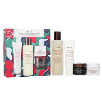 Black Tea Set: Soy Face Cleanser+Kombucha F.T. Essence+Instant Perfecting Mask+Firming Overnight Mask - 4pcs