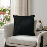 18" Black Cowhide Throw Pillow