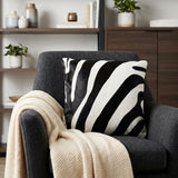 18" Black and Off White Cowhide Throw Pillow