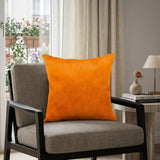 18" Orange Genuine Cowhide Throw Pillow