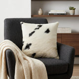 18" White And Black Cowhide Throw Pillow