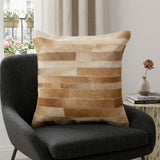 18" Tan Cowhide Throw Pillow