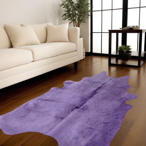 6' X 7' Purple Cowhide Area Rug