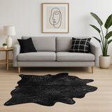 6' X 7' Black And Gold Cowhide Cowhide Print Area Rug