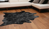 6' X 7' Black And Gold Cowhide Cowhide Print Area Rug