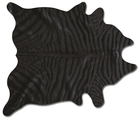 6' X 7' Black Cowhide Handmade Area Rug
