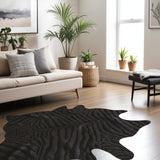 6' X 7' Black Cowhide Handmade Area Rug