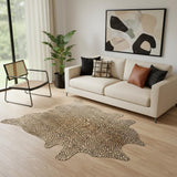 6' X 7' Brown And Black Cowhide Cheetah Print Area Rug