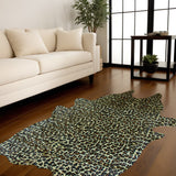 6' X 7' Brown And Black Cowhide Leopard Print Area Rug