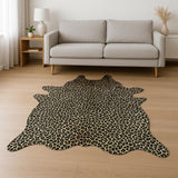 6' X 7' Brown And Black Cowhide Leopard Print Area Rug