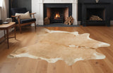 6' X 7' Tan And White Cowhide Cowhide Print Area Rug