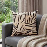 18" X 18" X 5" Zebra Black On White Patchwork Cowhide  Pillow