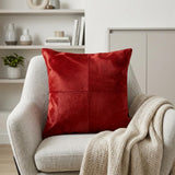 18" Red Cowhide Geometric Throw Pillow
