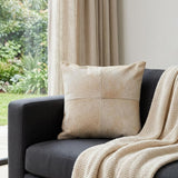 18" Light Brown Geometric Cowhide Throw Pillow