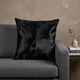 18" Black Cowhide Throw Pillow