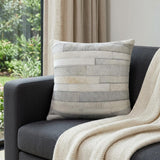 18" Gray Cowhide Throw Pillow