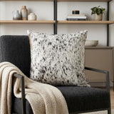 18" Gray and White Cowhide Throw Pillow