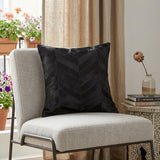 18" Black Cowhide Throw Pillow