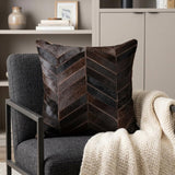 18" Chocolate Chevron Cowhide Throw Pillow