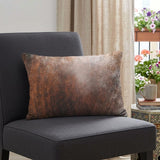 12" X 20" Brown Cowhide Throw Pillow