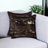Set of Two 18" Chocolate Cowhide Throw Pillows